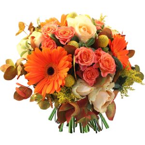 bouquet rond pêche orange Iseult