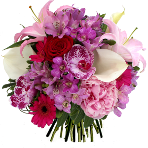 bouquet fête des mères lys orchidée arum pivoine