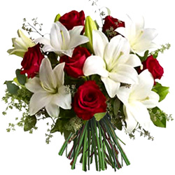 bouquets de saint valentin: bouquet de lys et de roses