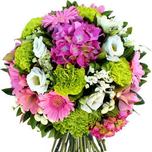 bouquet de fleurs rose blanc vert